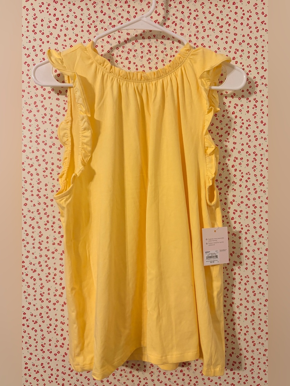 LC Lauren Conrad Light Yellow Ruffle Neck Blouse